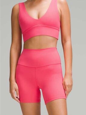 Lululemon Align Sports Bra Womens Pink V Neck Wide Strap Yoga Gym Sz 12